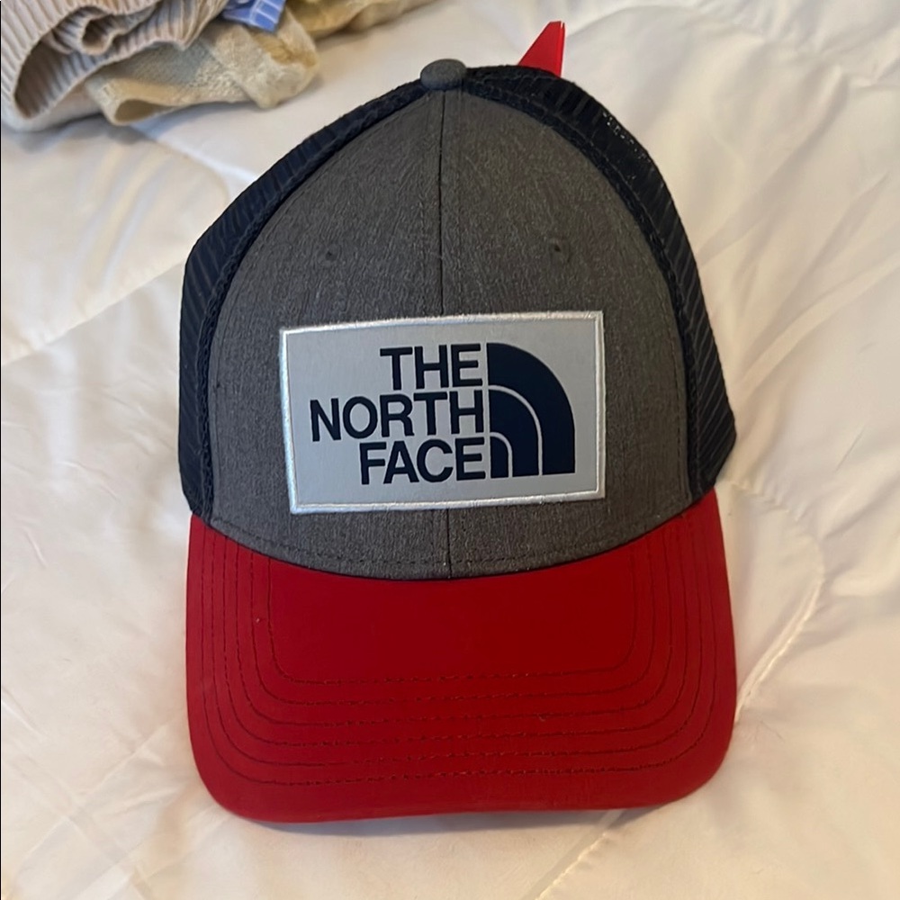 The North Face Red and Gray Trucker Hat
